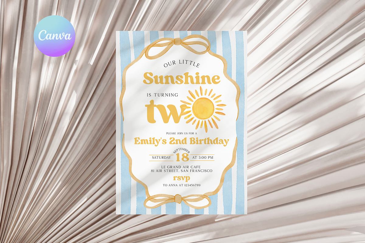 Sunshine 2nd Birthday Invitation, a Templates & Theme by VeliusCreativeStudio (Photo 1 of 3)