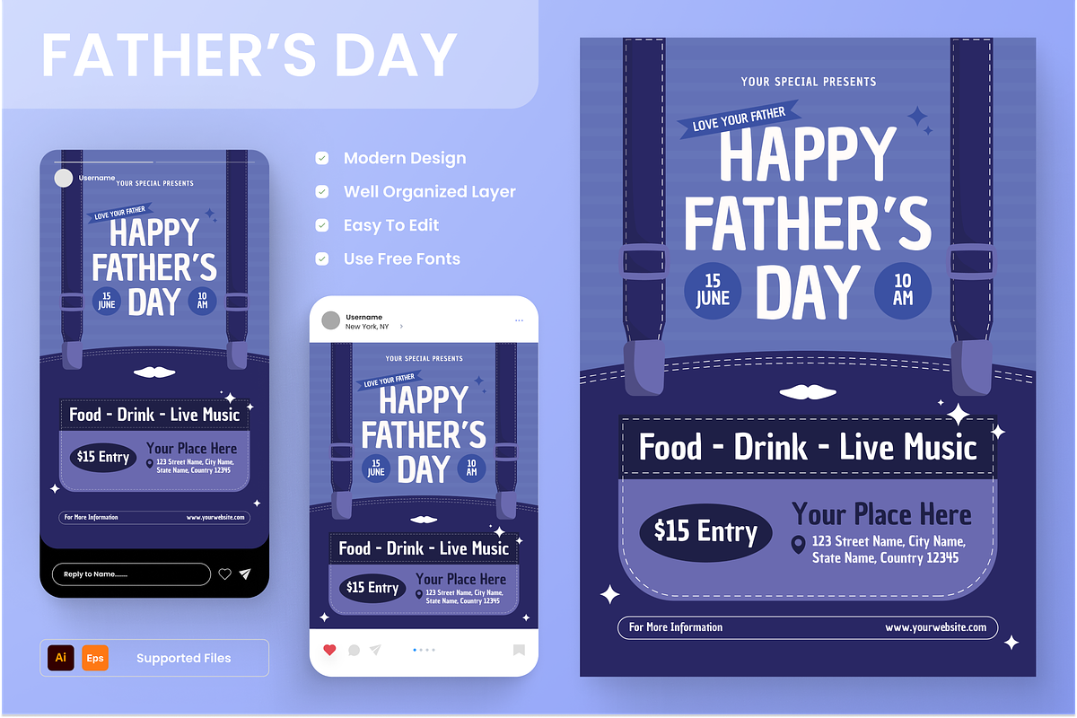 Fathers Day Flyer Set, a Flyer Template by Annora Studio (Photo 1 of 6)