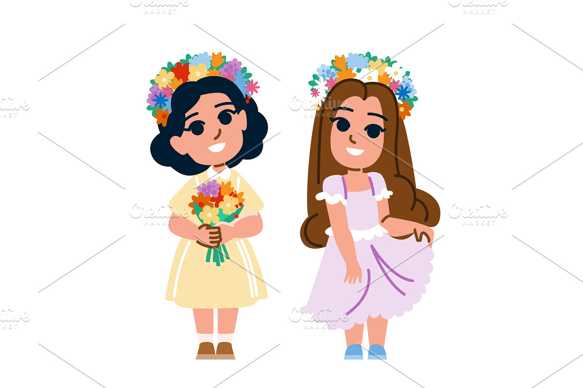 headpiece flower crown kid girl, a Person Illustration by pikepicture