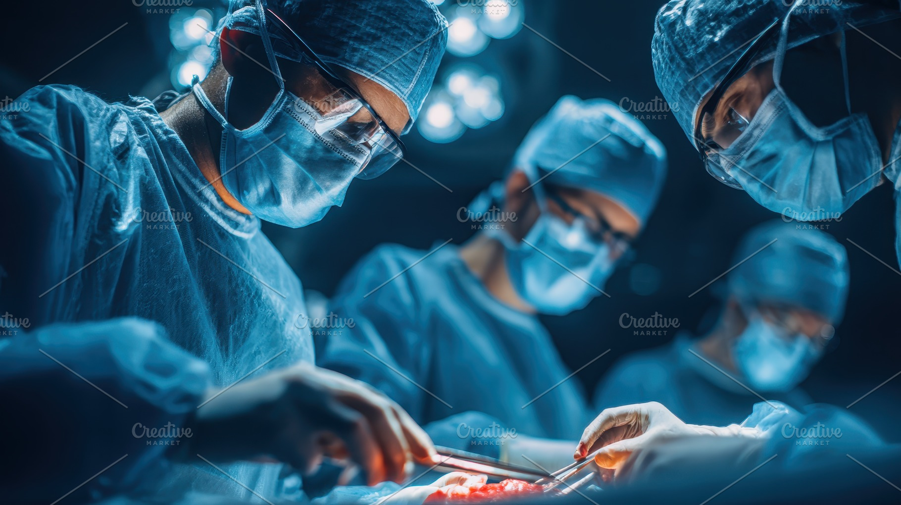 Surgical Team Performing Complex Ope, a Photo by Pixeness Studio