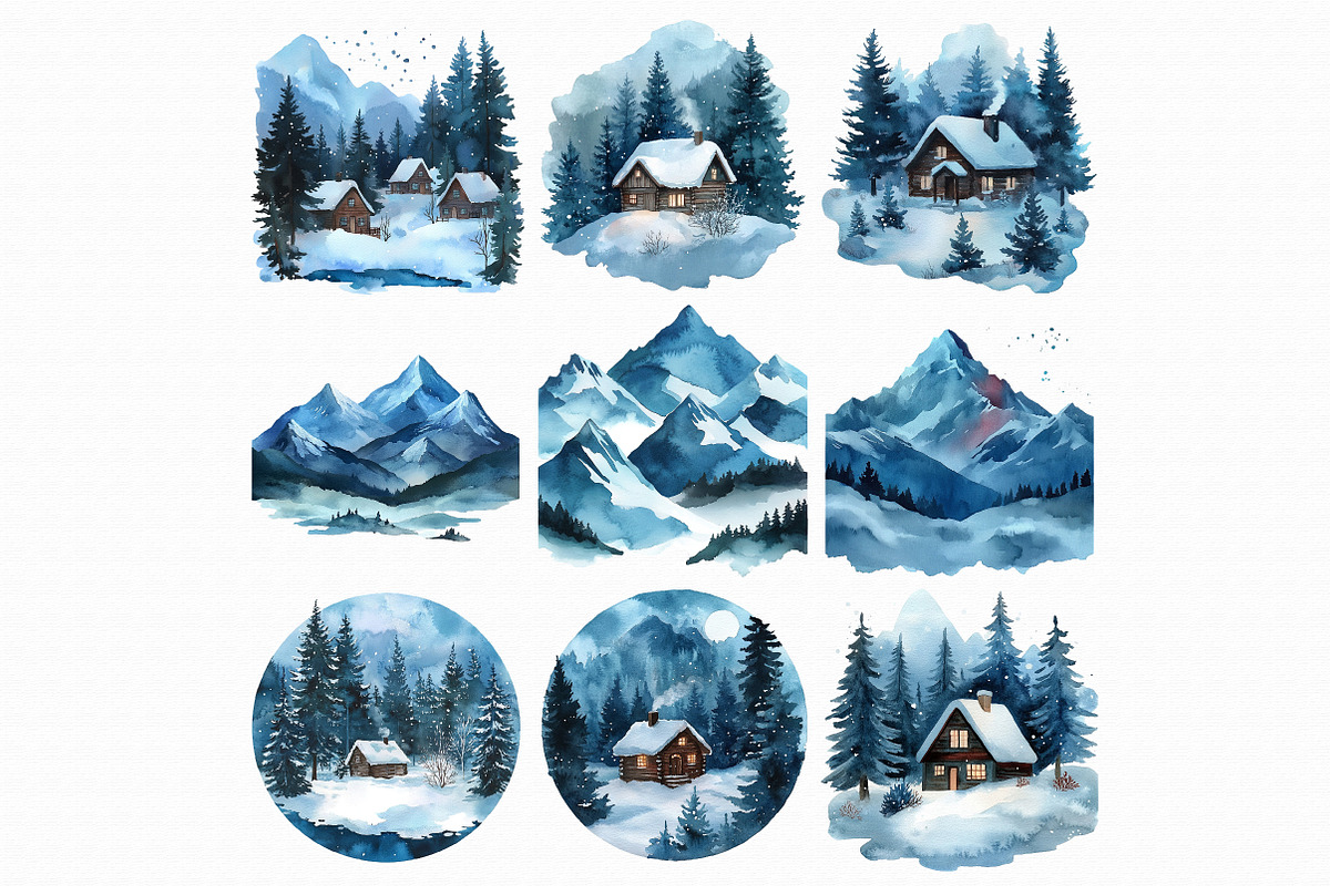 Watercolor Mountain Clipart, an Illustration by Libby Wishes (Photo 2 of 4)