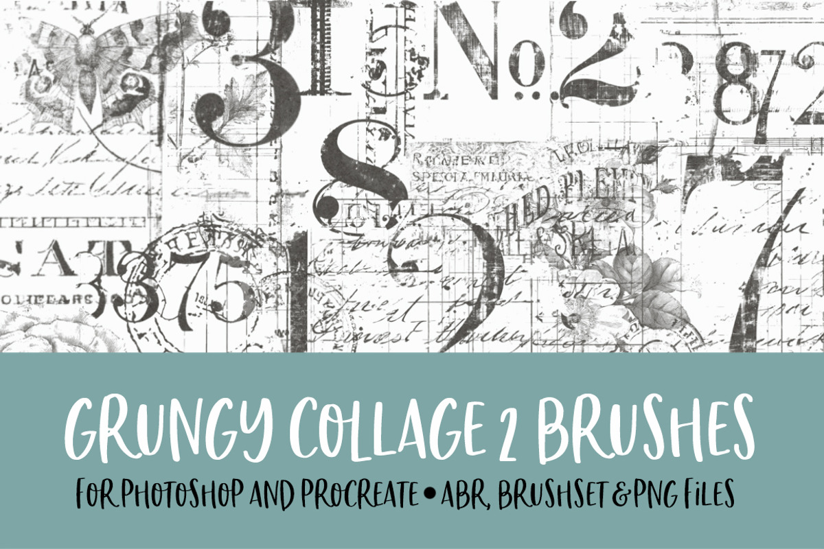 Grungy Collage 2 Brushes for PS/PRO, a Brush Add-On by Polka Dot Pixels (Photo 1 of 4)