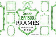 Watercolor Green Bamboo Frames, a Decorative Illustration by SvetaArtStore (Thumbnail 1 of 6)