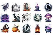 Watercolor Haunted House, an Illustration by Designking (Thumbnail 3 of 5)