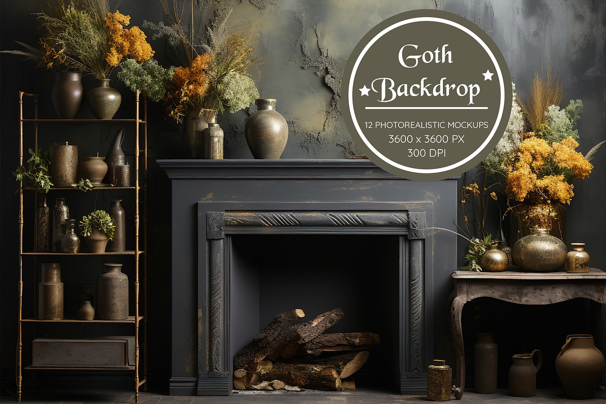 Goth Backdrop Vintage Mockups, a Household Mockup by Fun Digital (Photo 2 of 4)