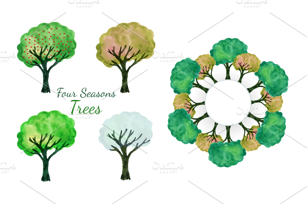 Watercolor trees collection, an Illustration by inkionia♥ (Photo 3 of 4)