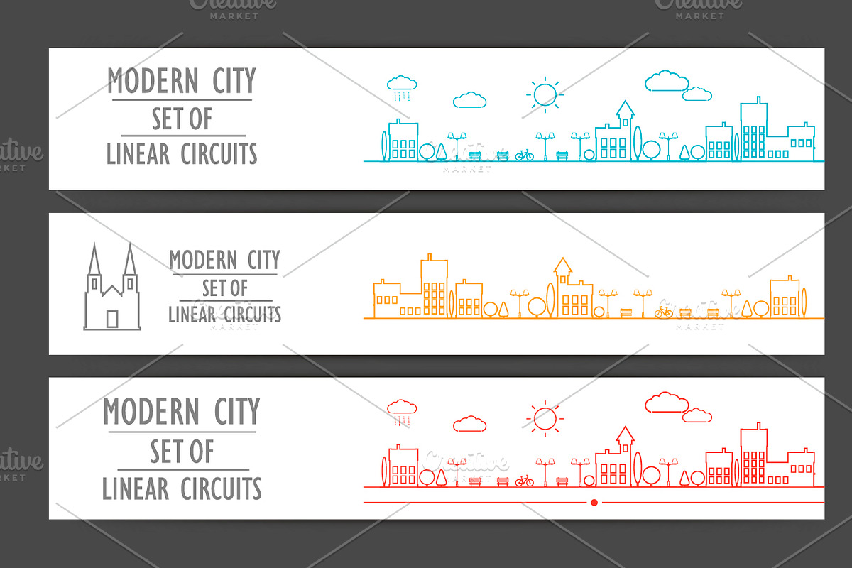 Vector set design silhouette city, an Object Graphic by Haisonok (Photo 4 of 4)