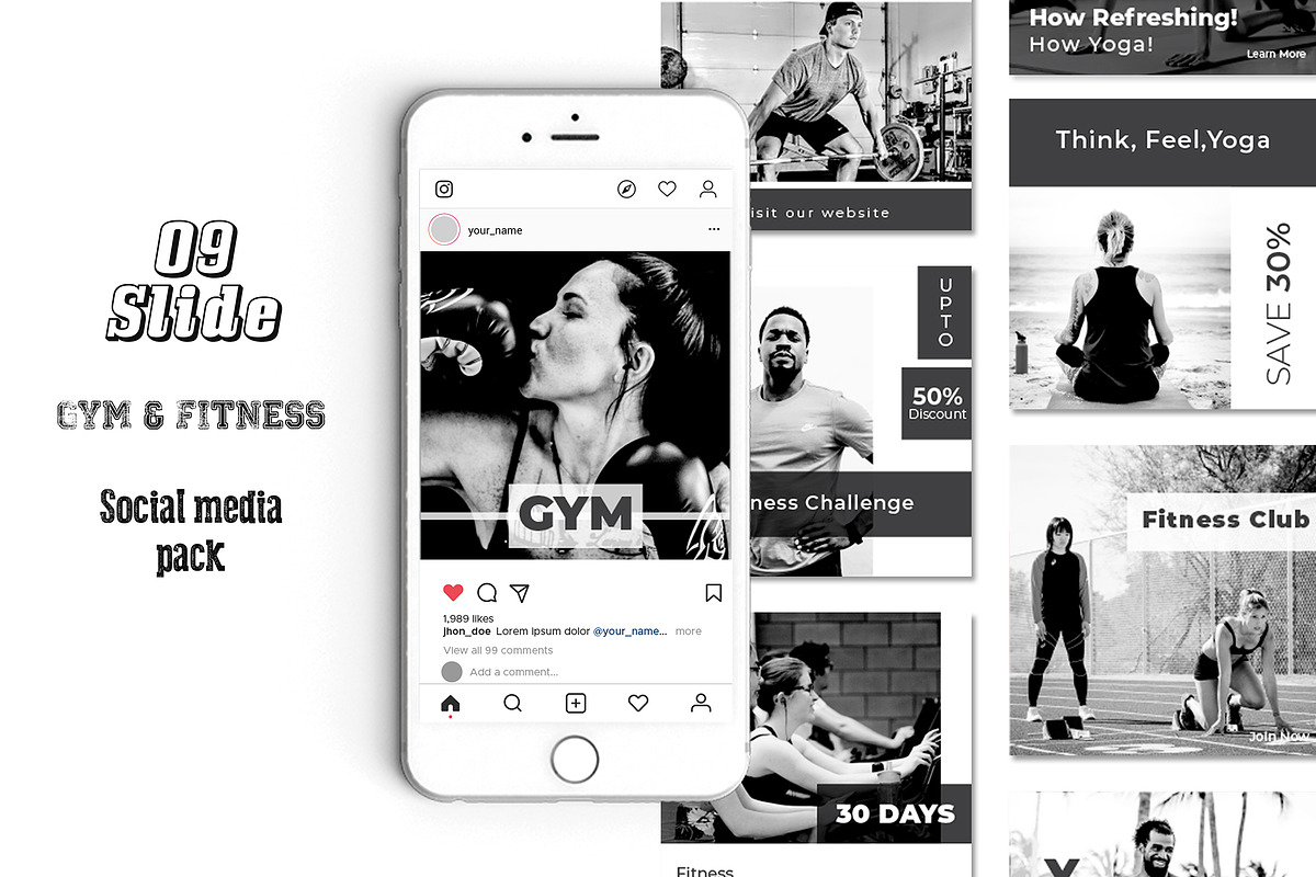 GYM Social Media Pack, a Social Media Template by ZAAS (Photo 1 of 6)