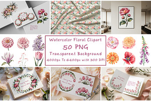 Watercolor Floral Clipart