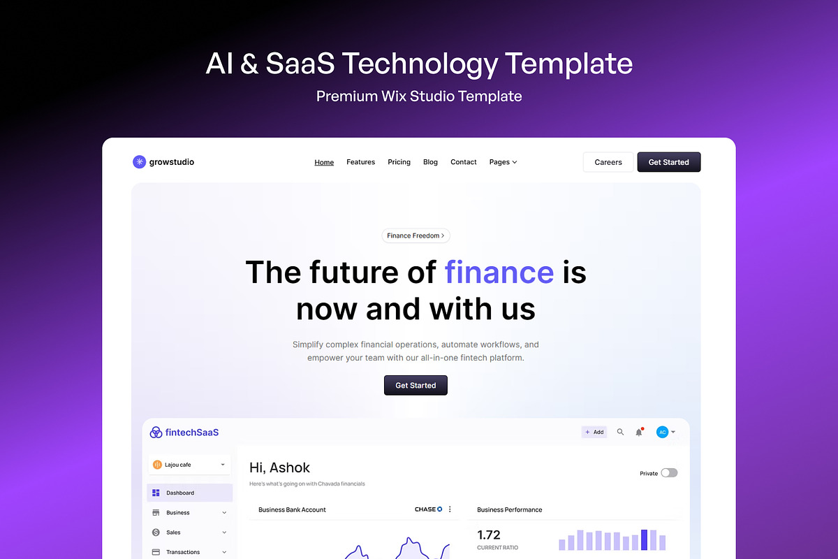 Grow Studio - AI & SaaS Website Template