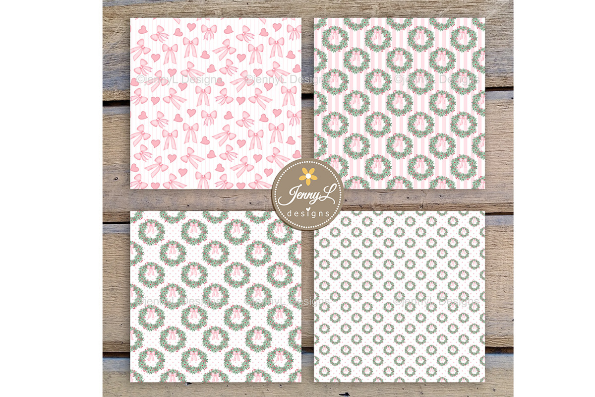 Coquette Christmas Digital Paper, a Pattern Graphic by JennyL Designs (Photo 6 of 8)