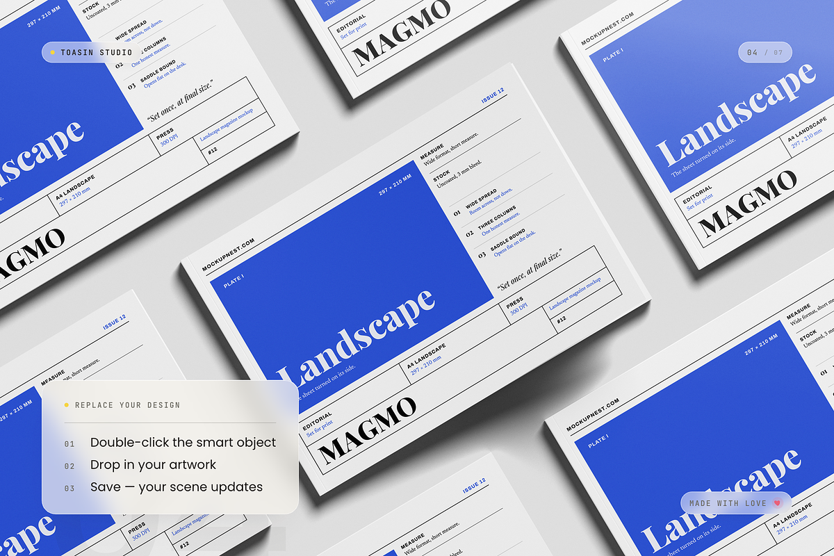 A4 Landscape Magazine Mockup, a Books & Magazine Mockup by Toasin Studio (Photo 4 of 7)