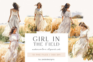 Girl In The Field, a Person Illustration by PeDe Designs