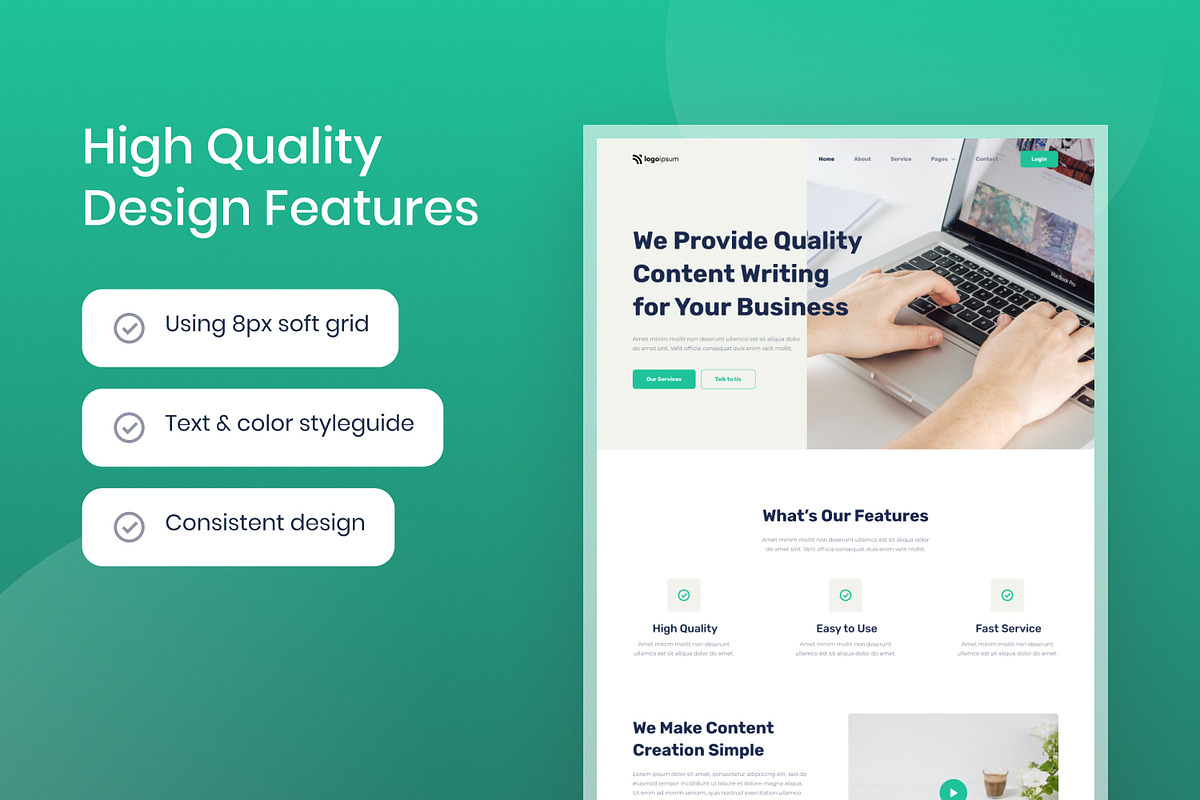 Services Website Template, an UI Kit Template by Kreativ Space