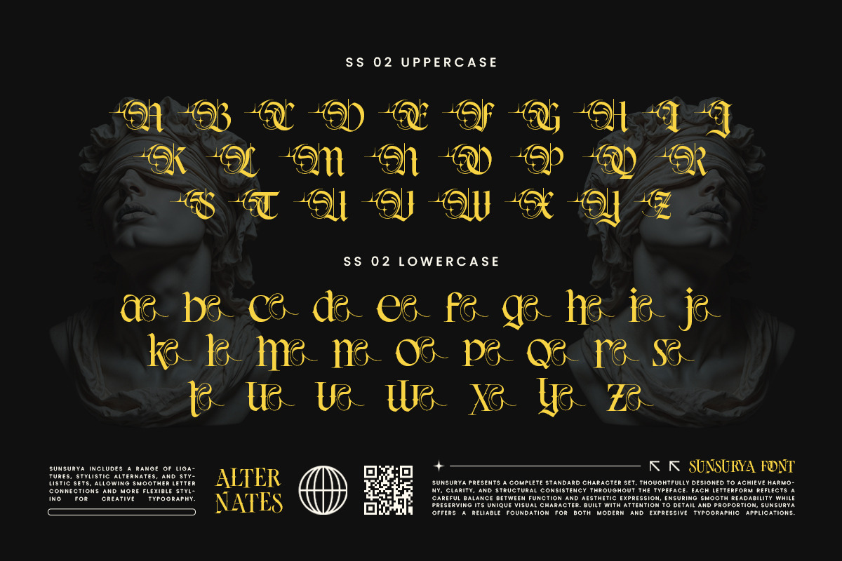 Sunsurya Blackletter Typeface, a Blackletter Font by alit design (Photo 8 of 19)