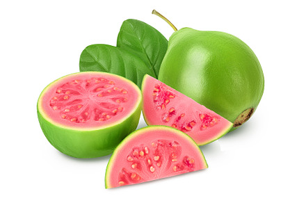 Guava fruit slices isolated on white, a Food & Drink Photo by NataPhoto