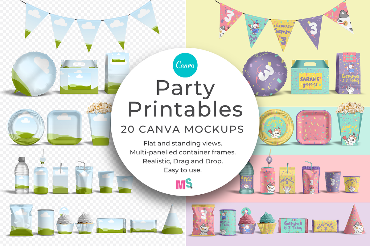 Party Printables Canva Mockup Set, a Packaging Mockup by Mockup Scene (Photo 1 of 12)
