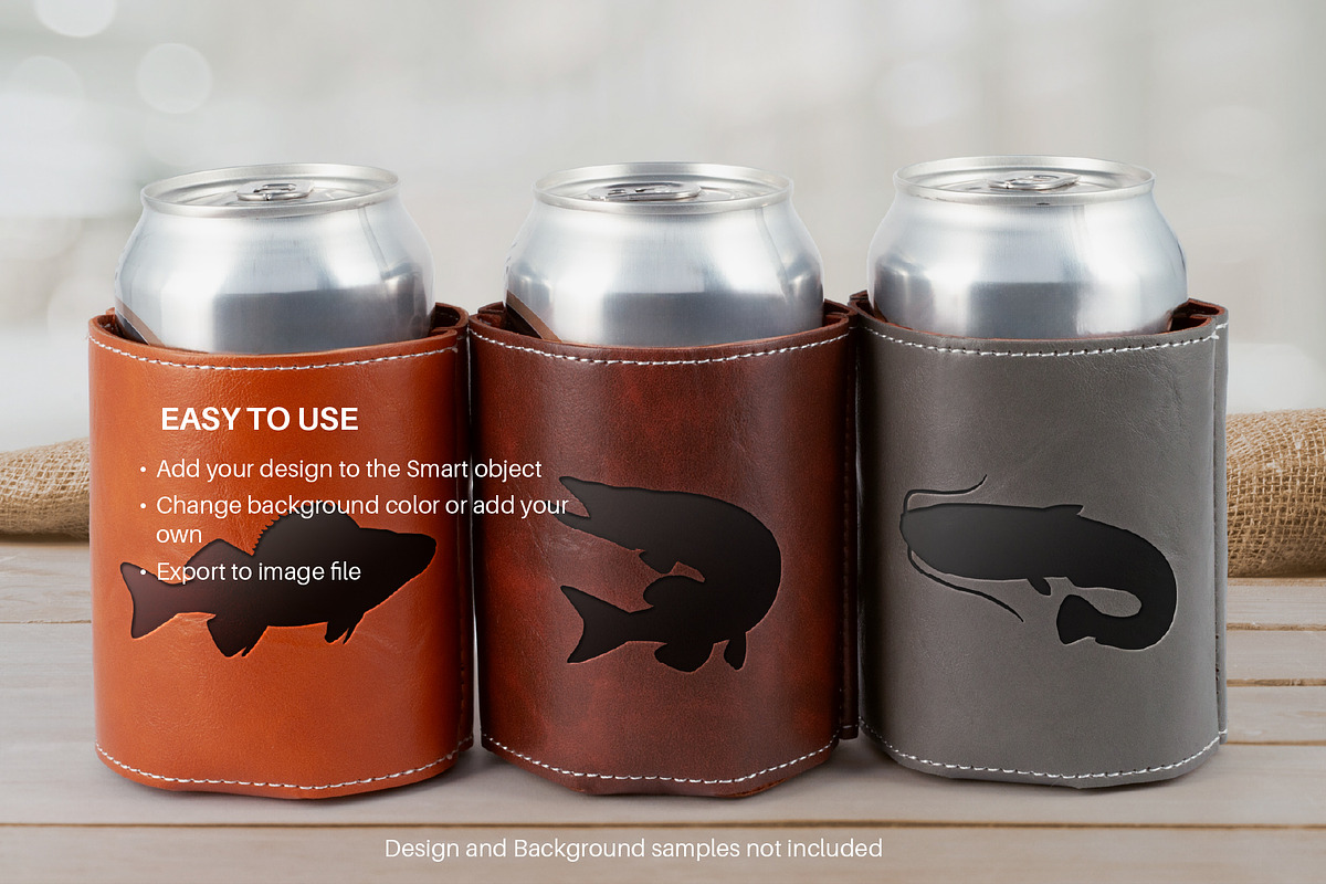 Leather Etched Can Coolder Mockup, a Cups & Container Mockup by MockupsBox (Photo 3 of 6)