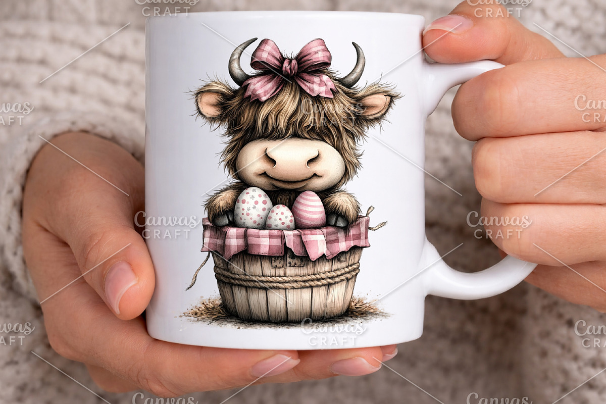 Easter Highland Cow Clipart Bundle, an Illustration by Canvas Craft (Photo 4 of 6)