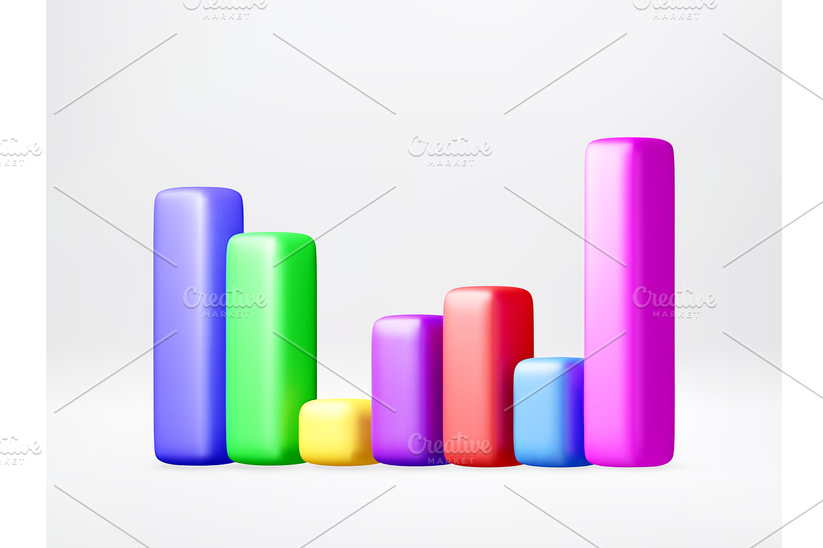 Colorful 3D bar chart illustrating, a Finance Illustration by Abscent