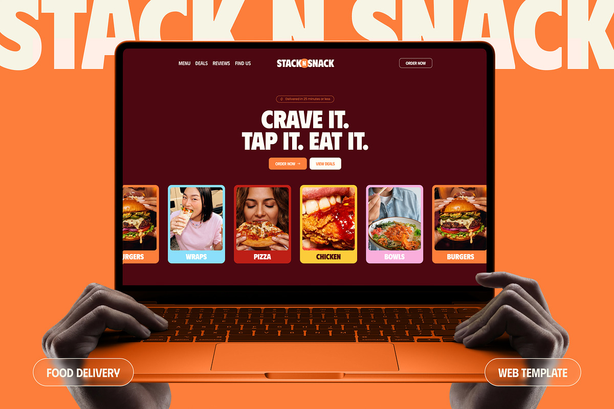 StacknSnack · Food Website Template, a Landing Page Template by Brickclay (Photo 1 of 10)