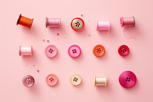 Colorful sewing accessories on pink, a Photo by Iftikhar Alam