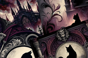 Gothic Cats Digital Papers