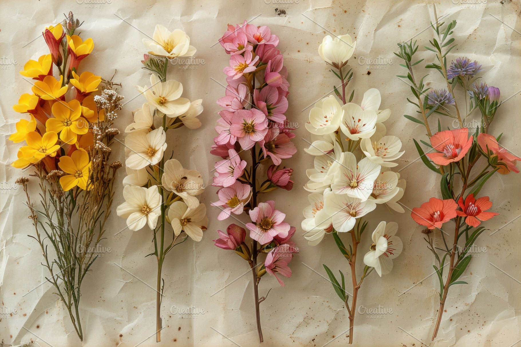 Botanical floral collection with roses poppies wildflowers leave, a Nature Photo by José Manuel Gelpi