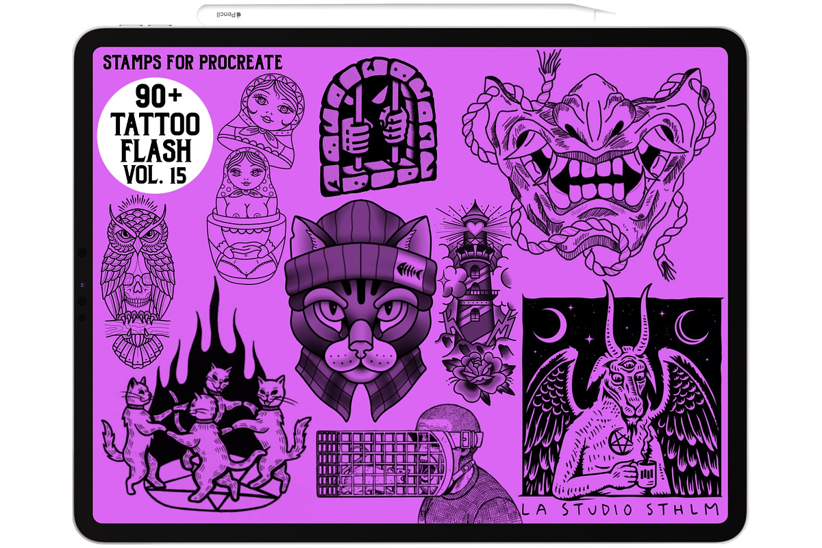 Tattoo Flash Vol. 15 - Stamp Set, a Brush Add-On by LA Studio Sthlm (Photo 4 of 6)