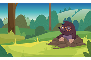 Mole. Background with wild animal, an Animal Illustration by Onyx