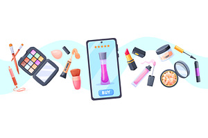 Cosmetics online purchase. Makeup, an Object Illustration by Stock-Smart-Start
