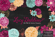 Bohemian Dahlias Clipart & Vectors, an Illustration by Amanda Ilkov (Thumbnail 2 of 4)