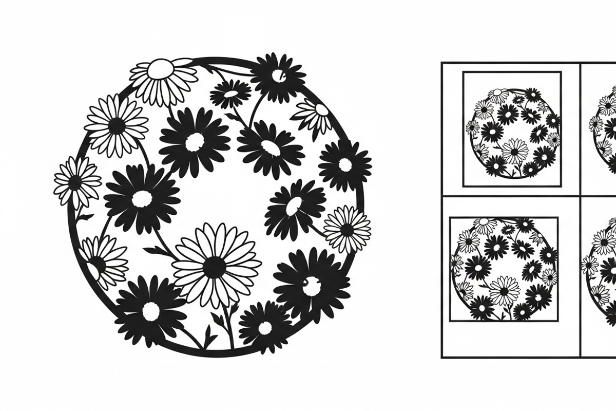 Charming daisy circle decor design, an Illustration by Amazin_art (Photo 7 of 27)