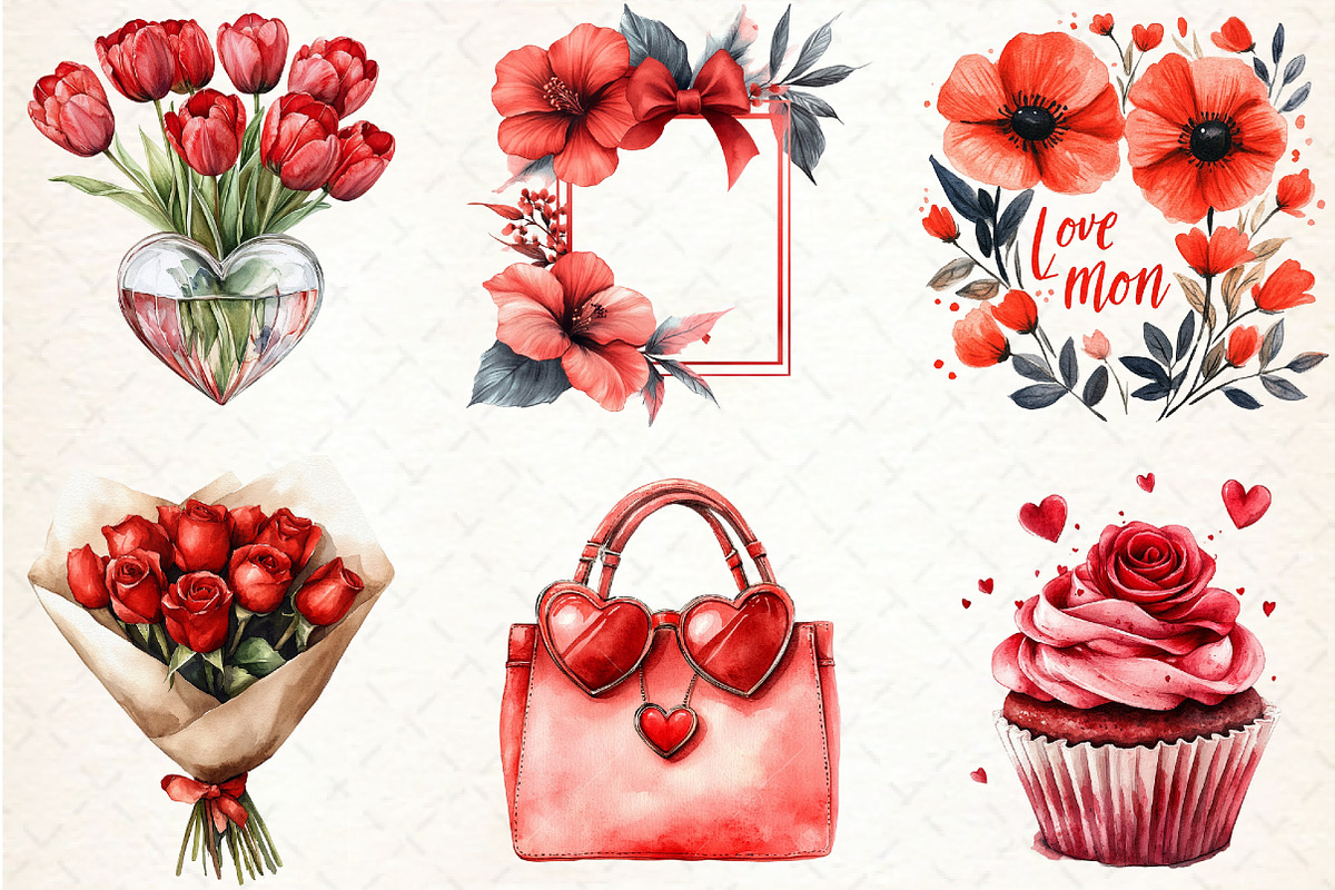 Red Mother's Day Sublimation Clipart, an Illustration by Libby Wishes (Photo 5 of 7)
