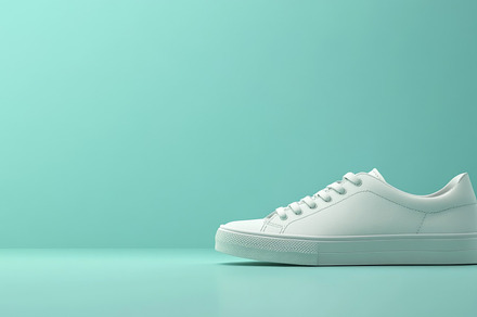 Pink sneakers on color background, a Photo by Dvoevnore photos