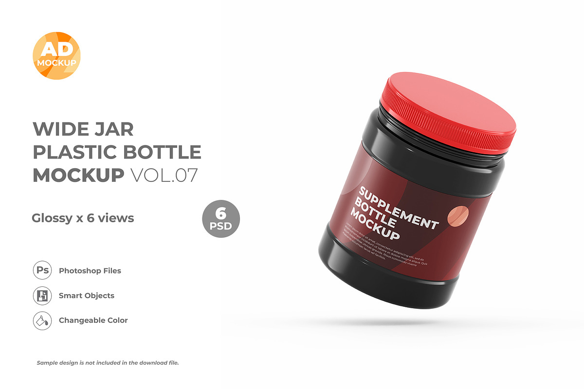 Wide Jar Bottle mokcup 6PSD, a Packaging Mockup by Adstart (Photo 4 of 6)