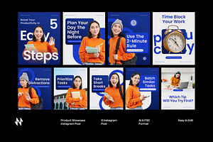 Productivity Instagram Carousel, a Social Media Template by Neermana