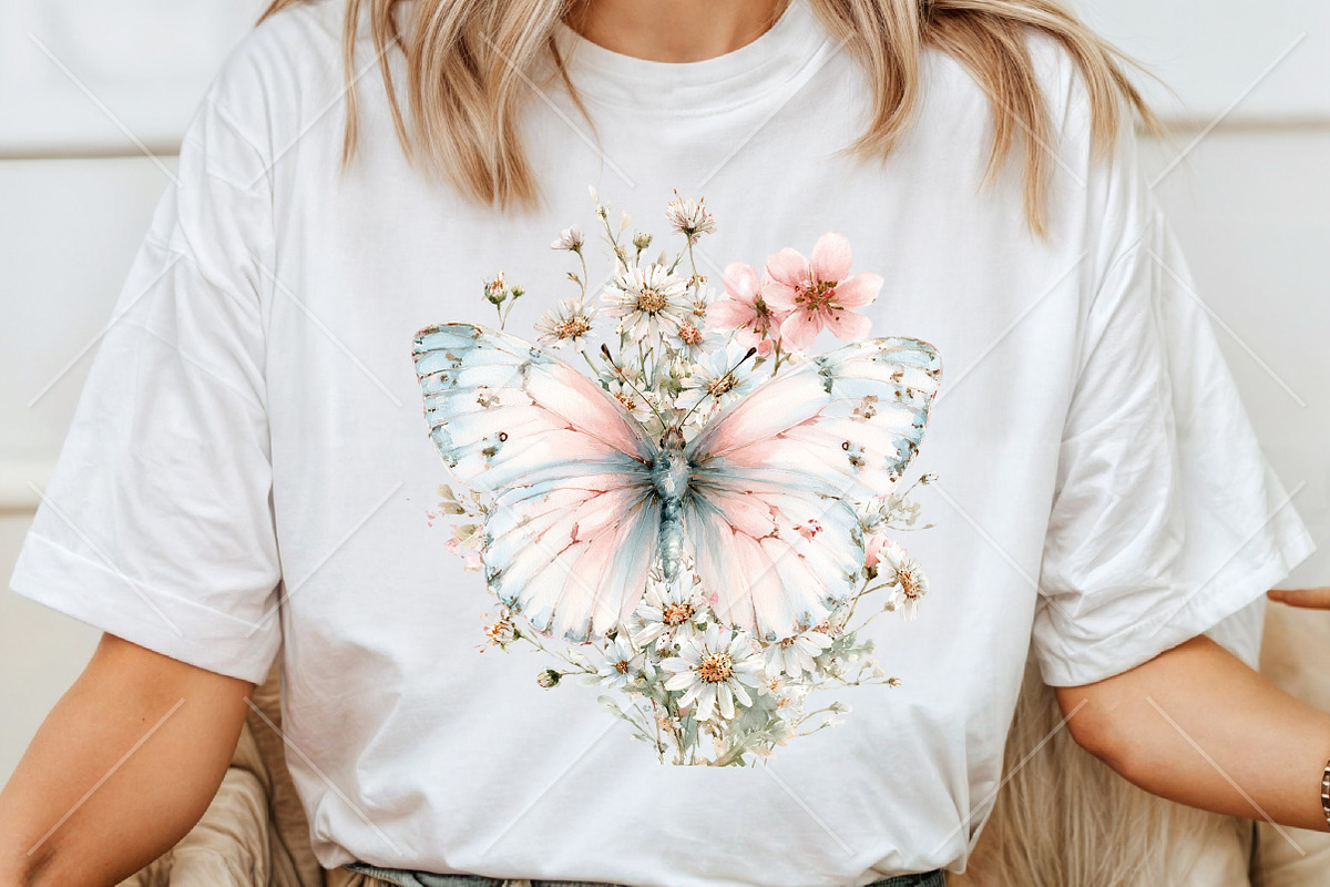 Whimsical Floral Butterfly Clipart, a Seasonal Illustration by Canvas Craft (Photo 6 of 10)