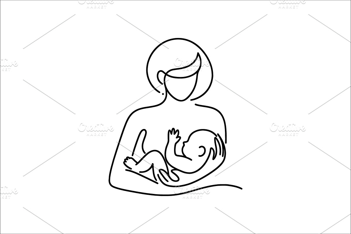 Mother and Child Line Art Logo, a Branding & Logo Template by Vectorium Studio