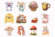 Watercolor Floral Autumn Clipart, an Illustration by Design Market (Thumbnail 2 of 4)