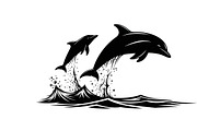 dolphin jumping silhouettes, an Illustration by Amazin_art (Thumbnail 23 of 31)