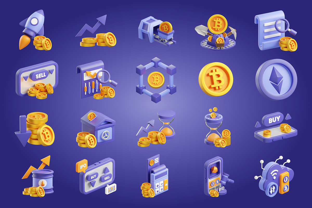 3D Cryptocurrency Trading Icon, an Object 3D Model by SLAB! Design