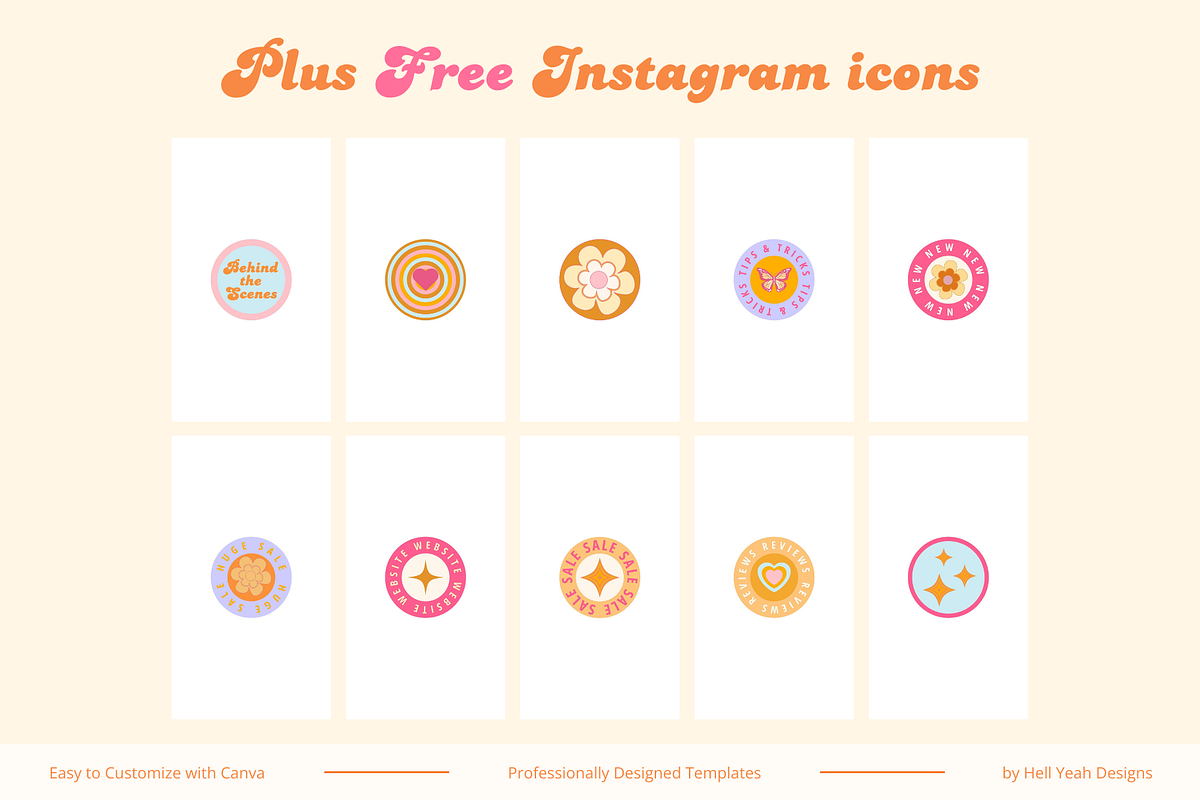 100 Retro Instagram Post Templates, a Social Media Template by Hell Yeah Designs (Photo 6 of 10)