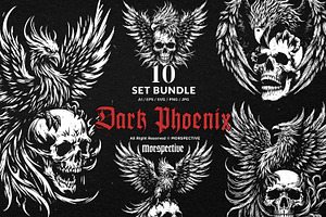 10 Bundle Dark Art Phoenix Bird, an Illustration by Morspective