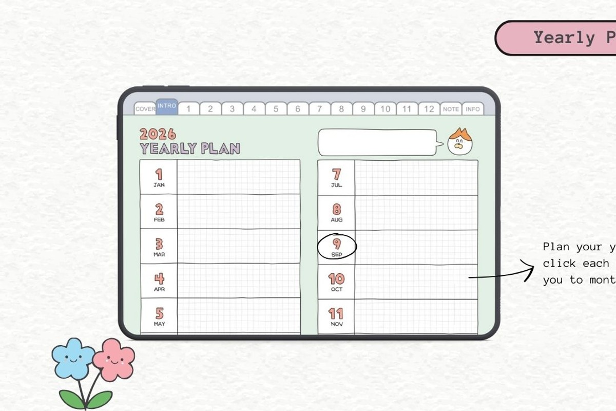 2026 Cute Digital Planner, a Templates & Theme by Sahara (Photo 3 of 5)