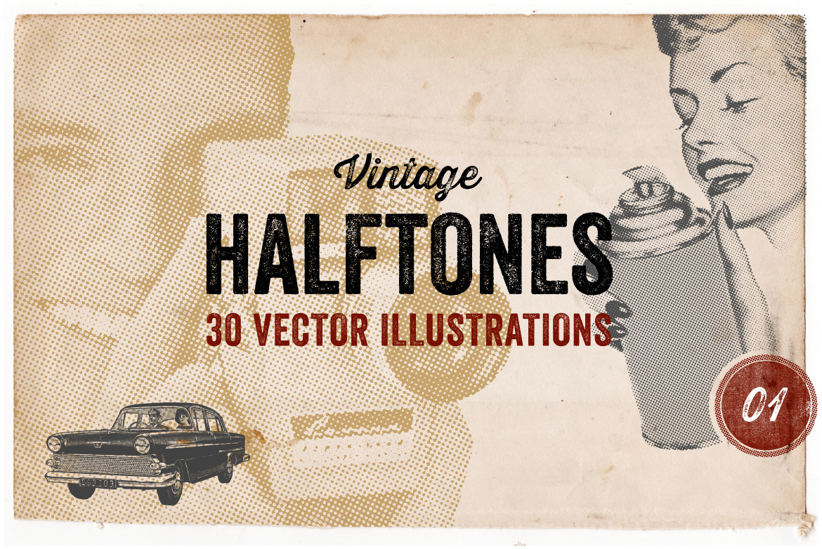 30 Vintage Vector Halftones, a Person Illustration by Offset