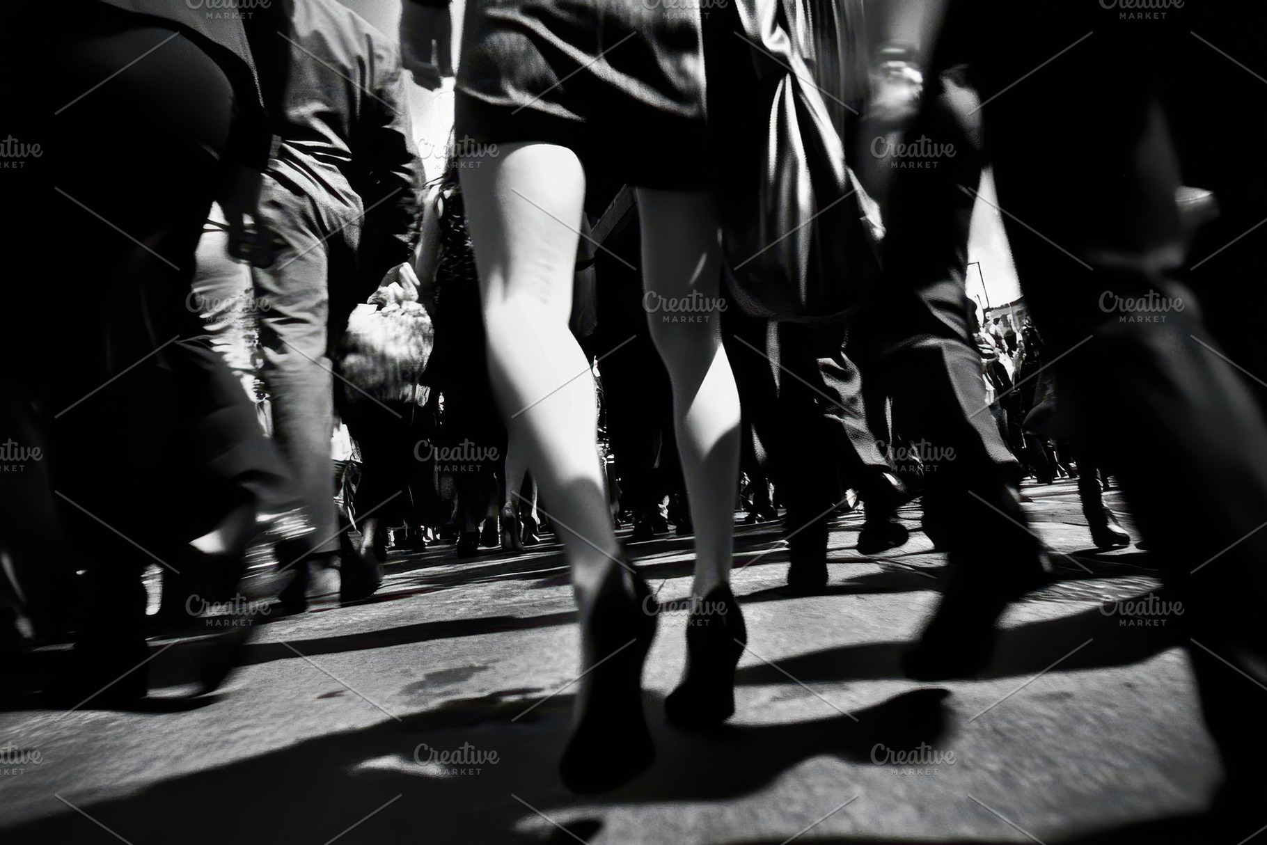 Crowd of people walking together, a Photo by Pavel_design