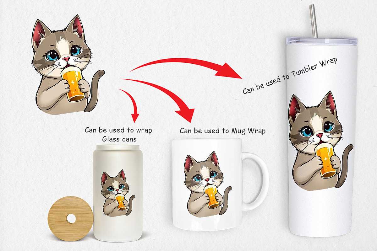 Cat Beer Day Clipart, a Graphic by Artnoy (Photo 4 of 5)