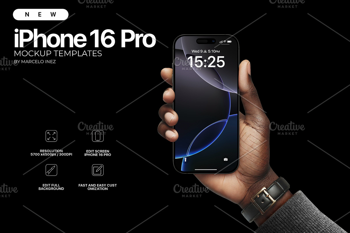 iPhone 16 Pro in Hand Mockup, an iPhone Mockup by Marcelo Inez