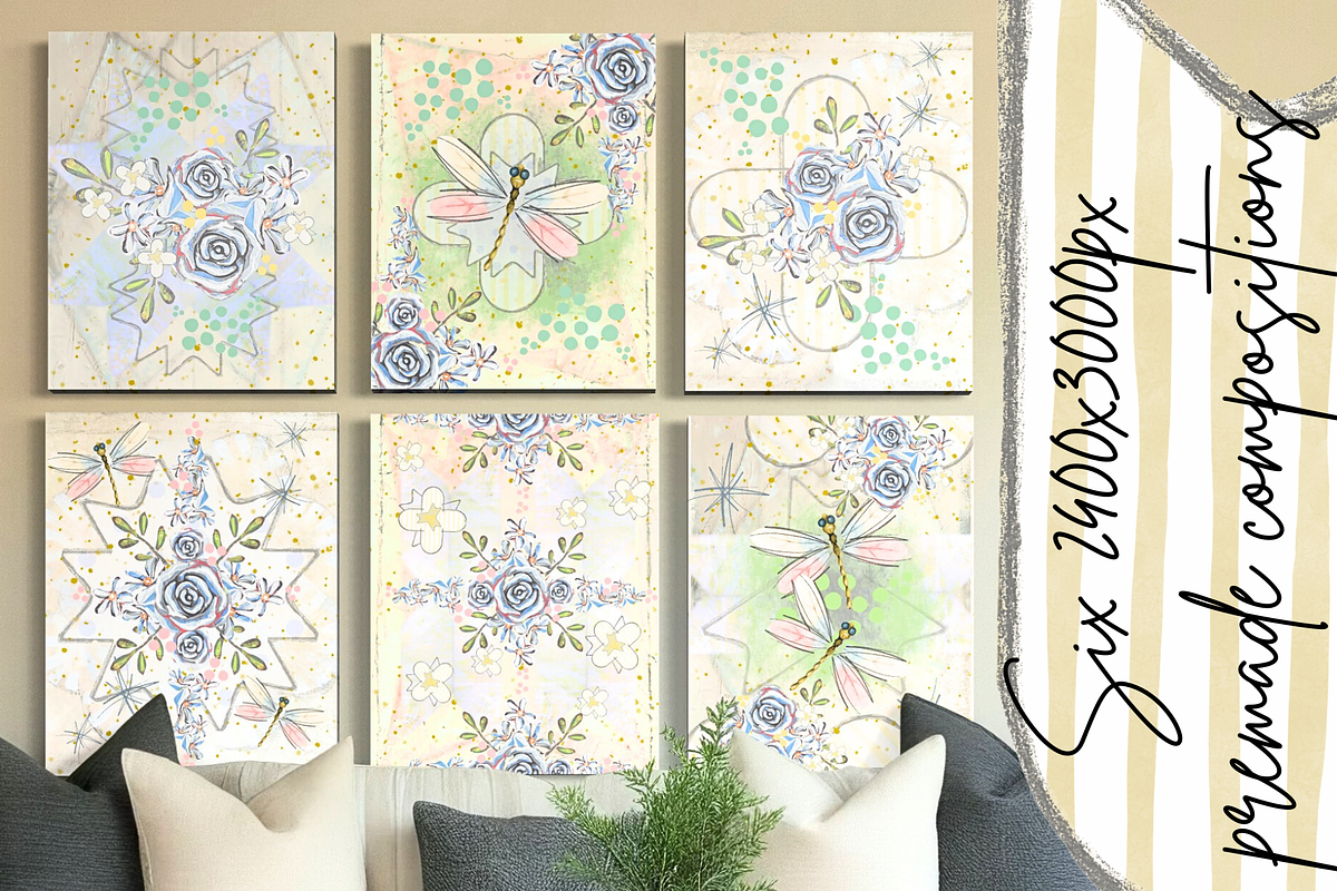 Floral dragonfly illust.(handpainted, an Object Illustration by Grandma's Lore (Photo 8 of 11)